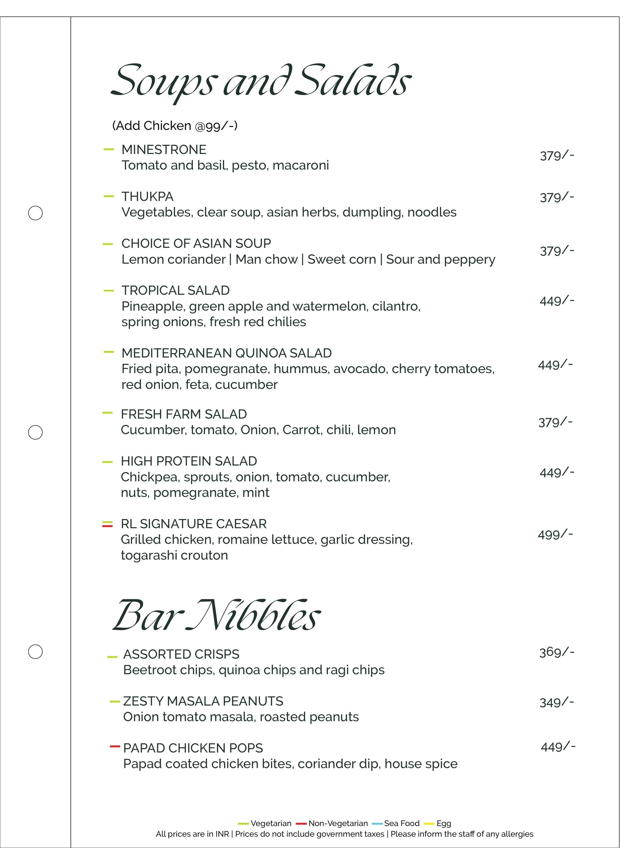 Dining Experience for Two at Romeo Lane Noida Extension, Noida — Food menu