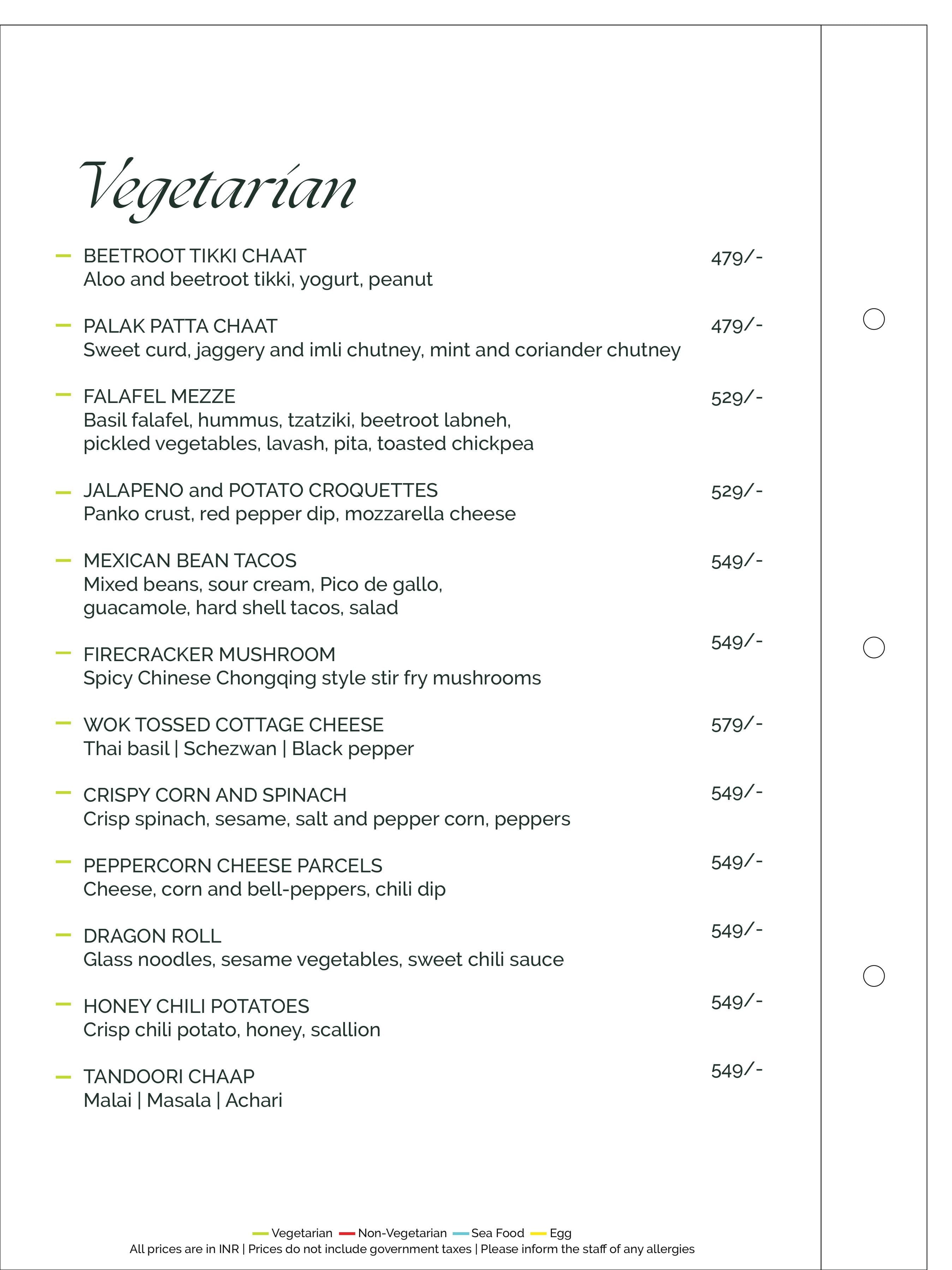 Dining Experience for Two at Romeo Lane Noida Extension, Noida — Food menu