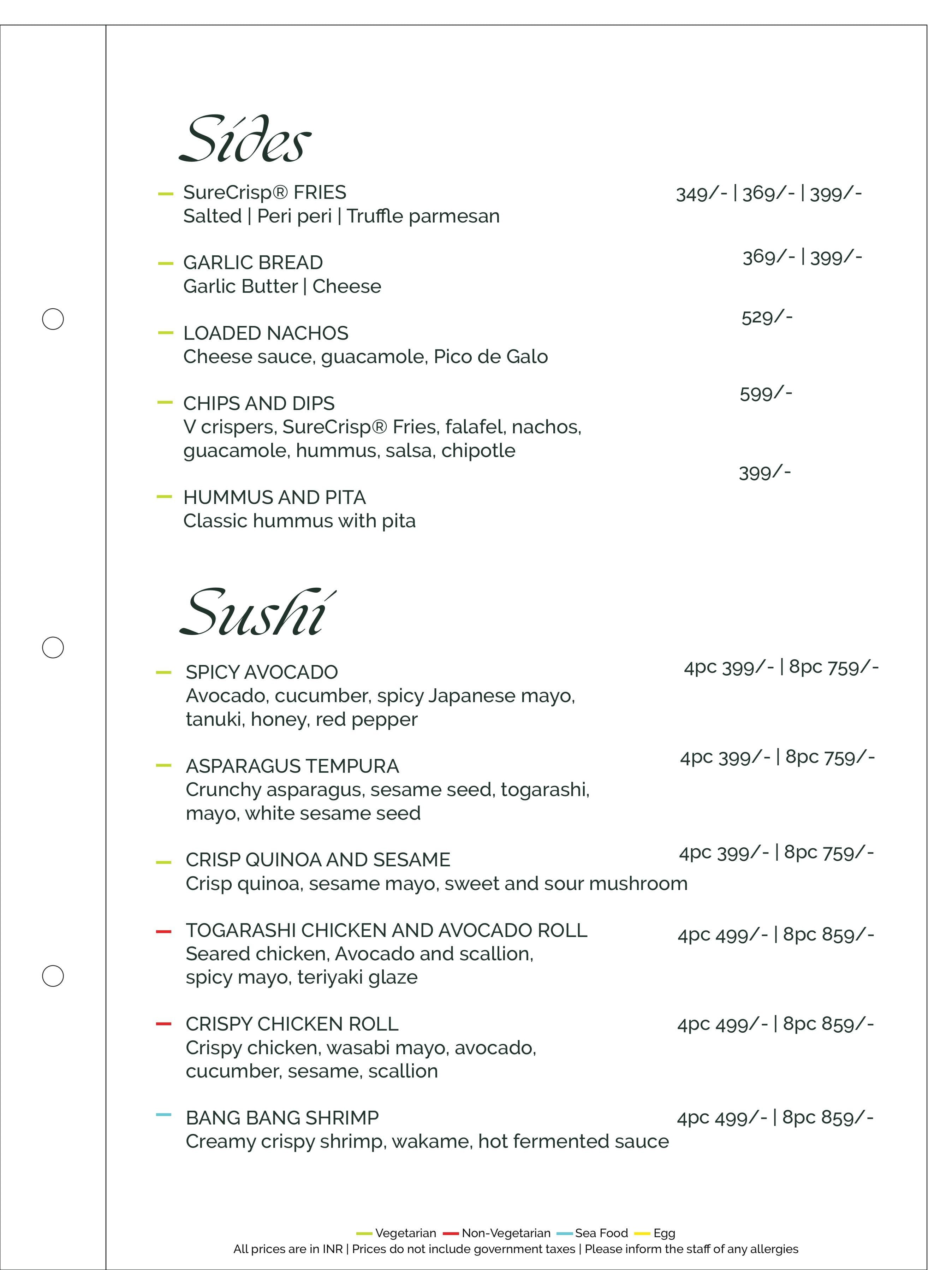 Dining Experience for Two at Romeo Lane Noida Extension, Noida — Food menu