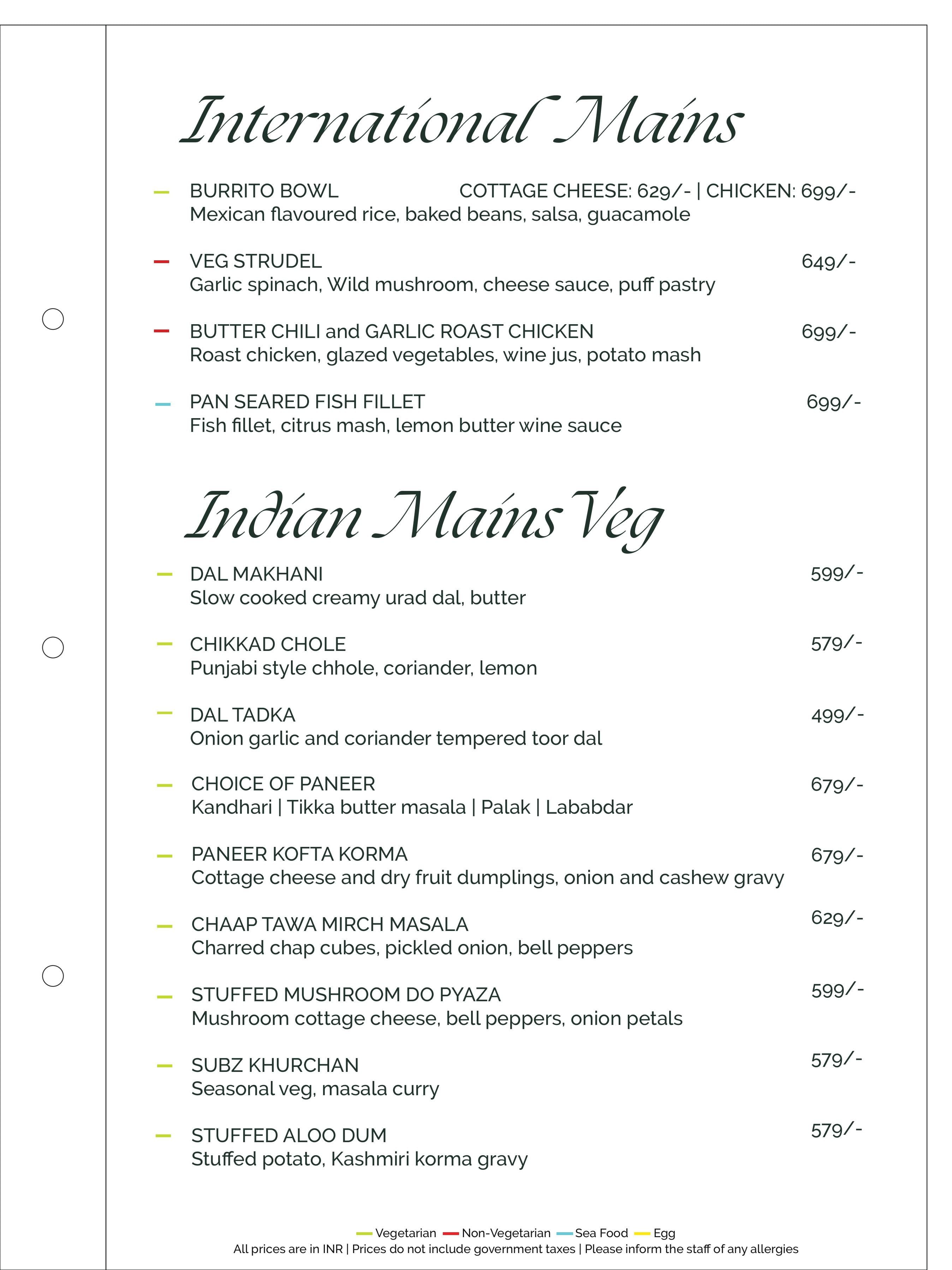 Dining Experience for Two at Romeo Lane Noida Extension, Noida — Food menu