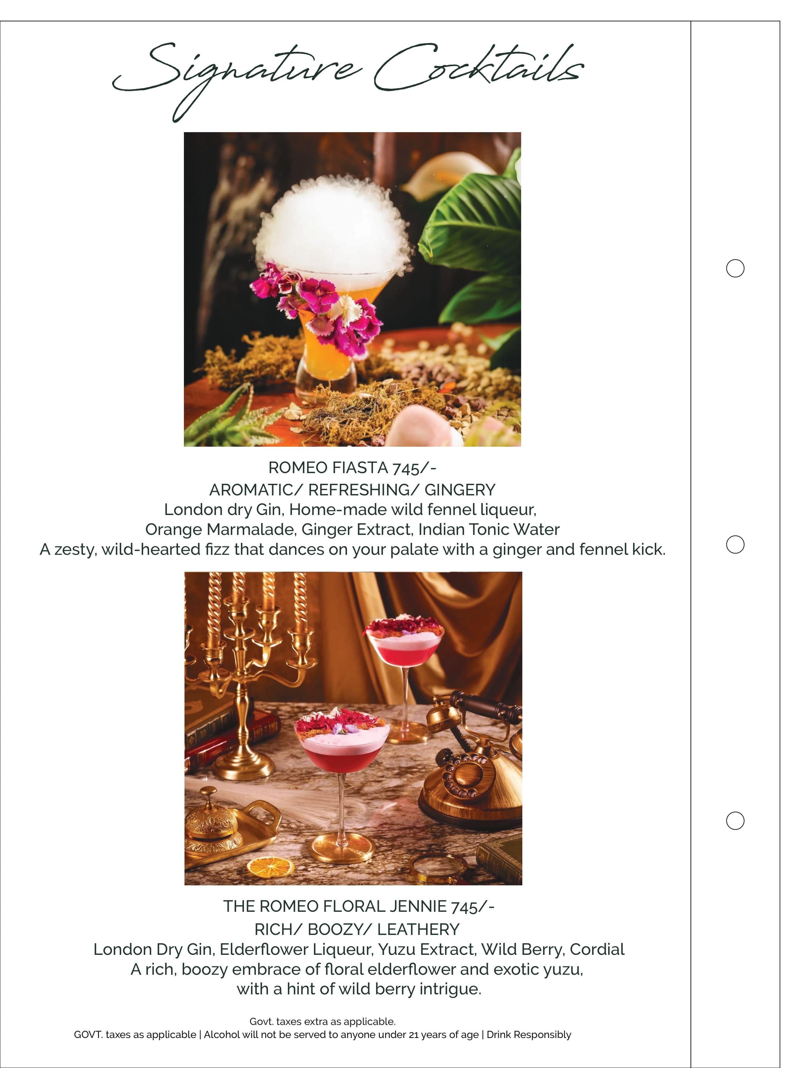Dining Experience for Two at Romeo Lane Noida Extension, Noida — Beverages menu