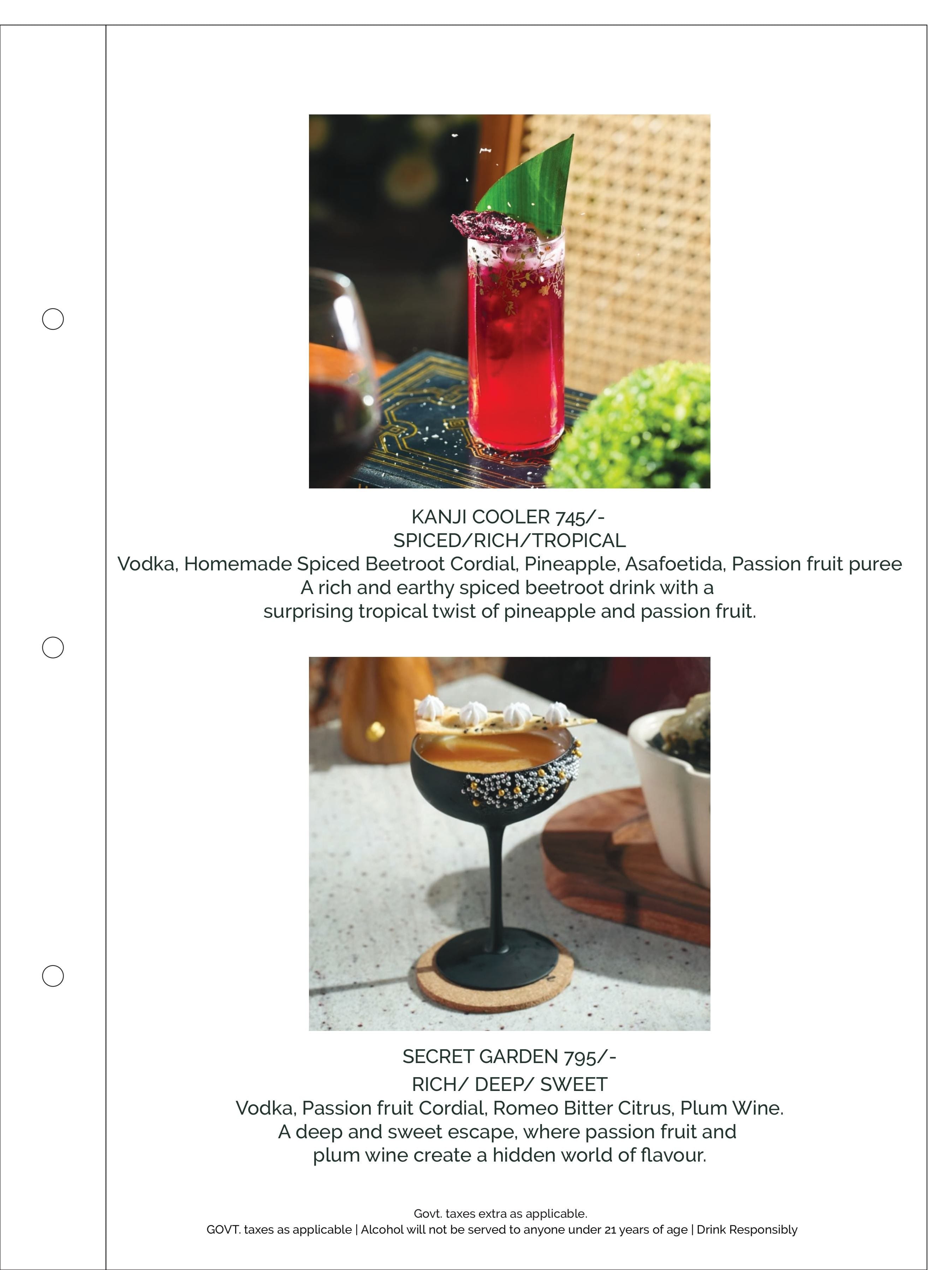 Dining Experience for Two at Romeo Lane Noida Extension, Noida — Beverages menu