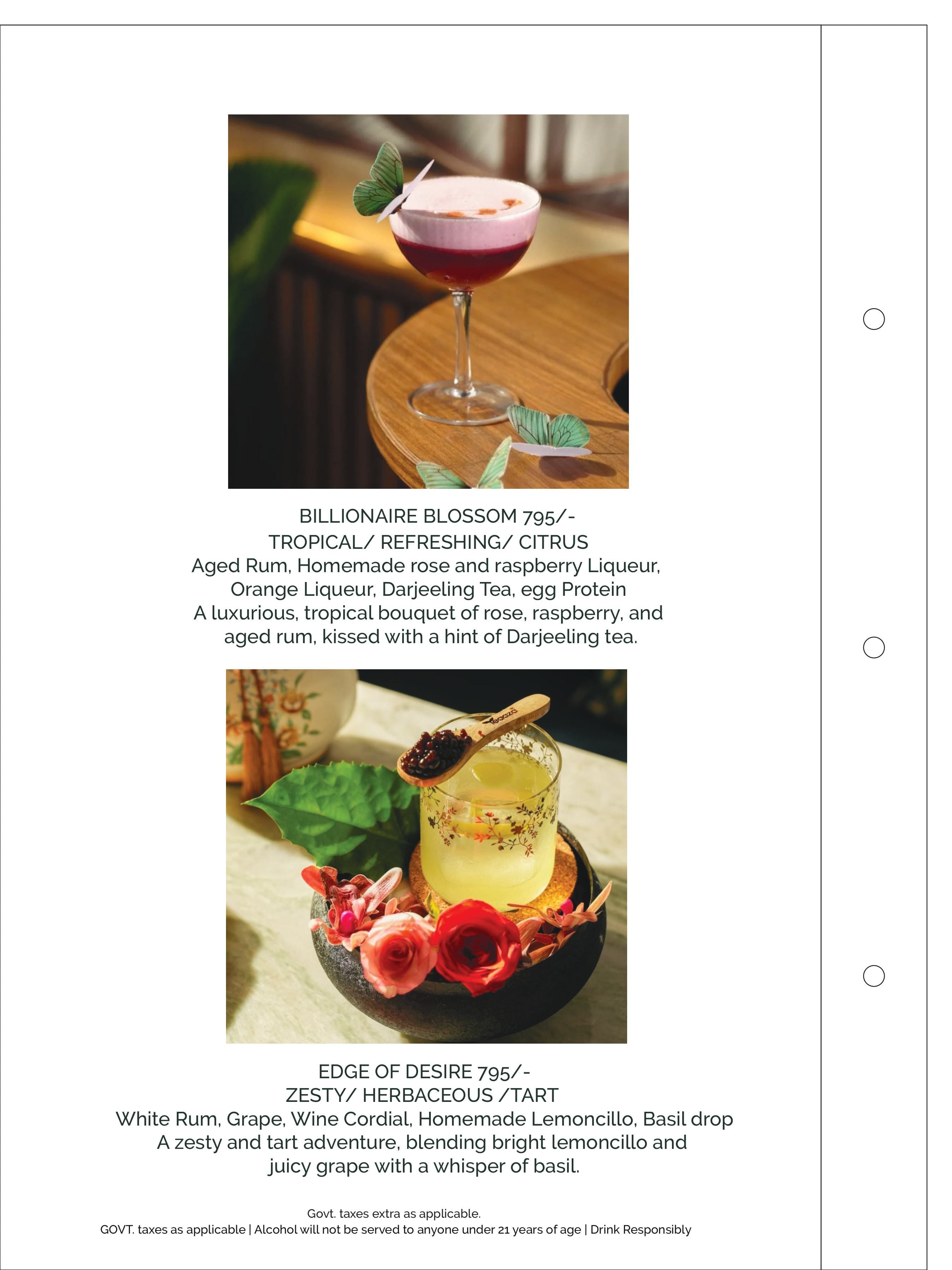 Dining Experience for Two at Romeo Lane Noida Extension, Noida — Beverages menu