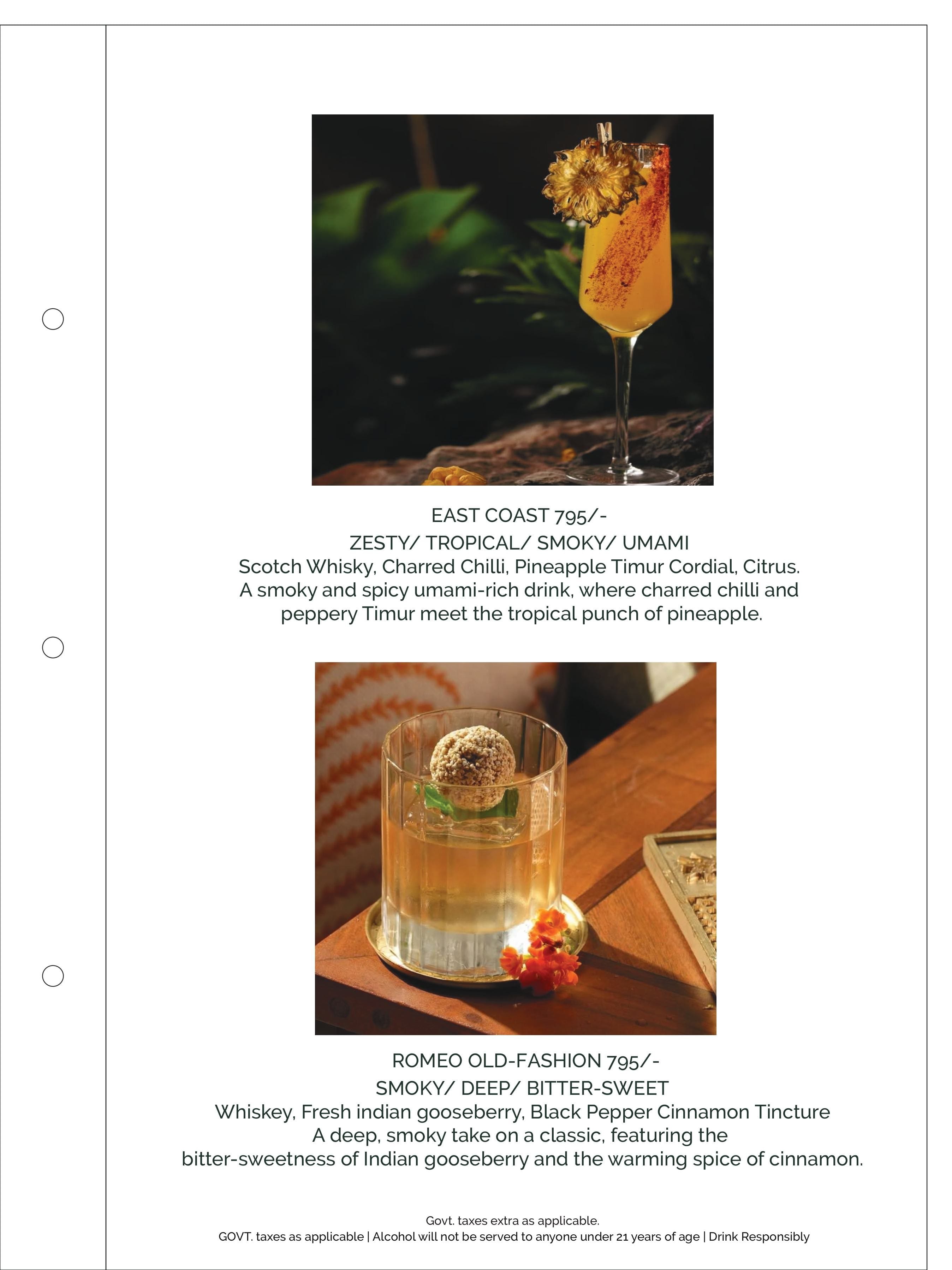 Dining Experience for Two at Romeo Lane Noida Extension, Noida — Beverages menu