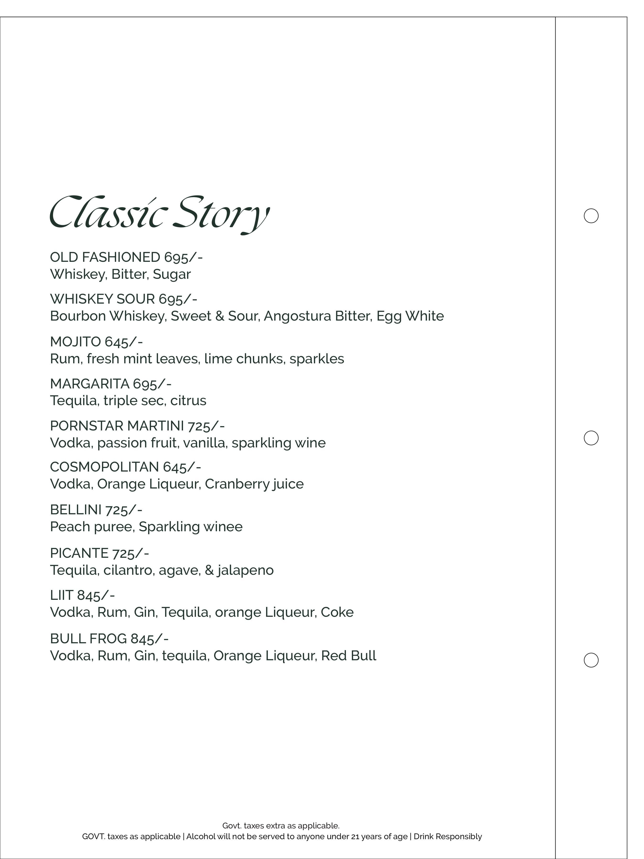 Dining Experience for Two at Romeo Lane Noida Extension, Noida — Beverages menu