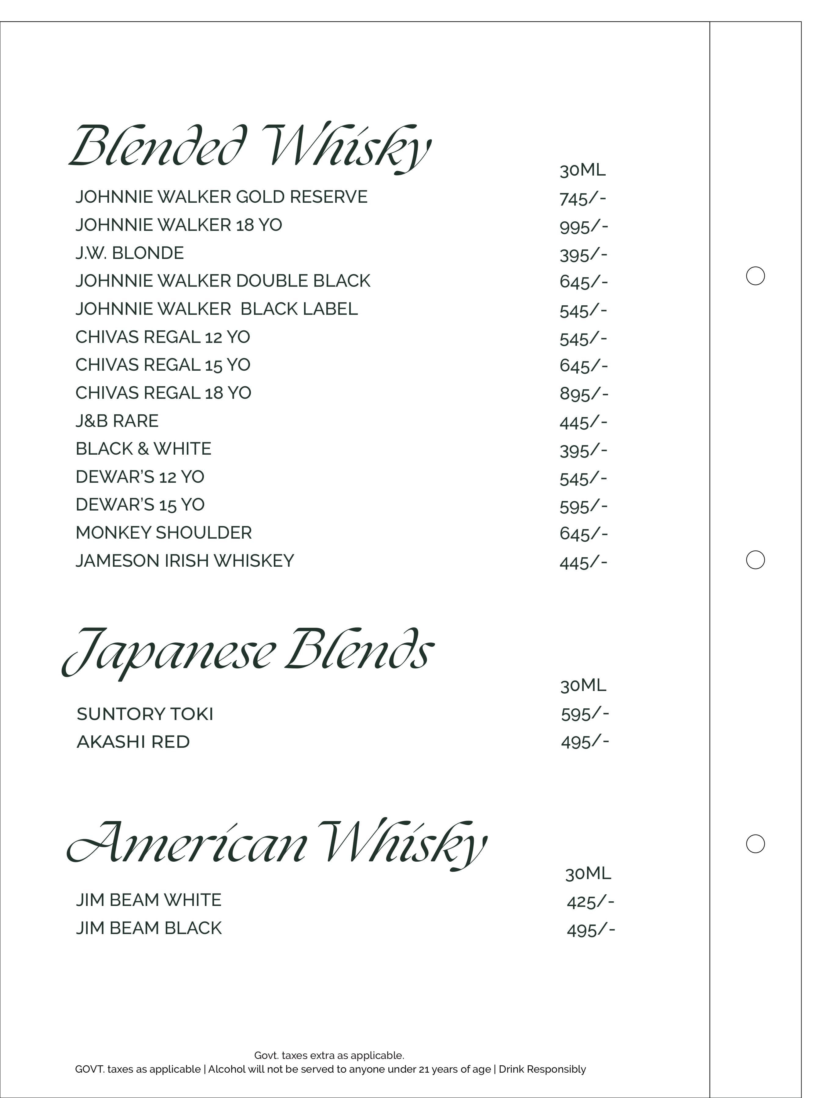 Dining Experience for Two at Romeo Lane Noida Extension, Noida — Beverages menu