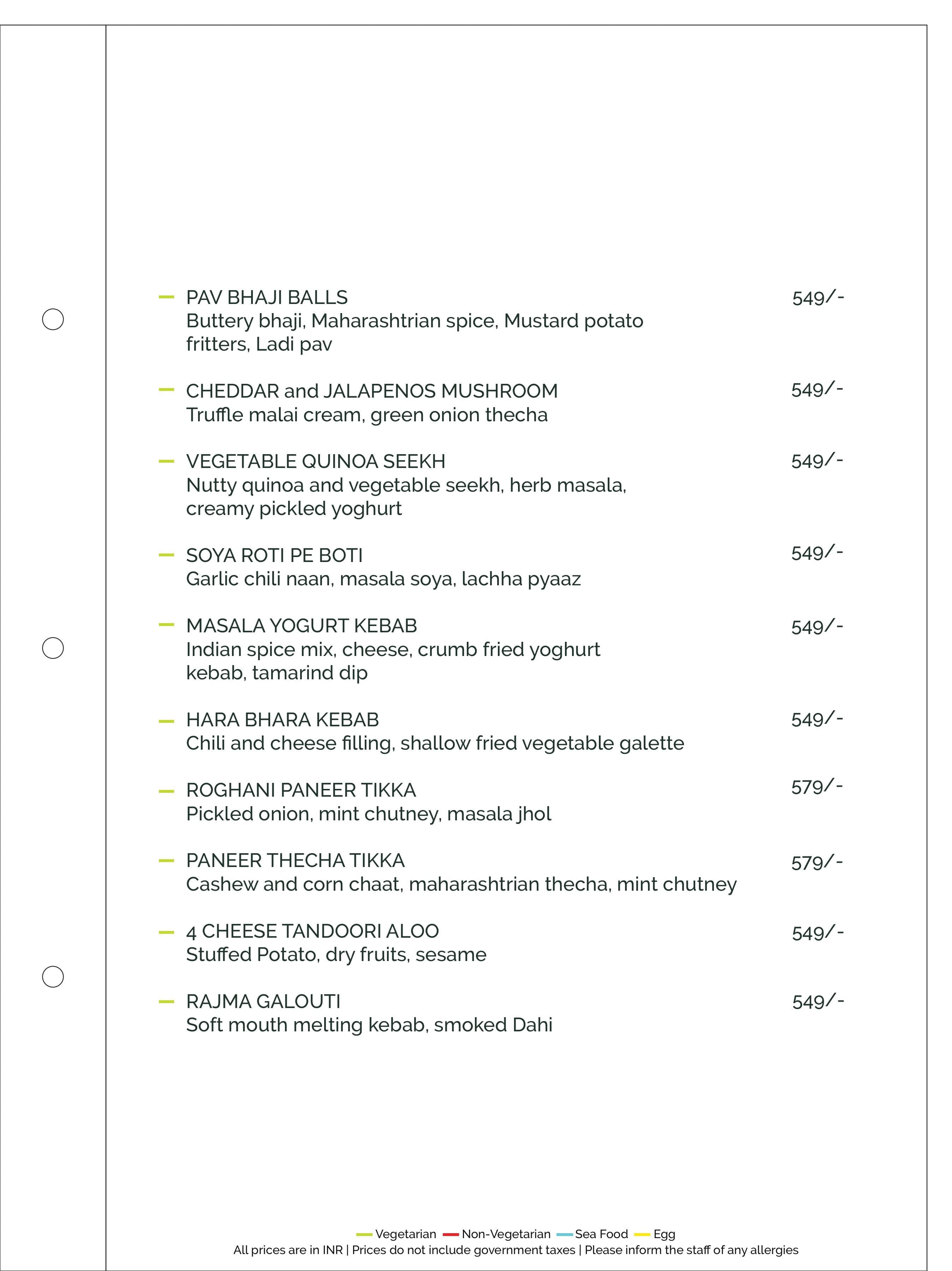 Dining Experience for Two at Romeo Lane Noida Extension, Noida — Food menu