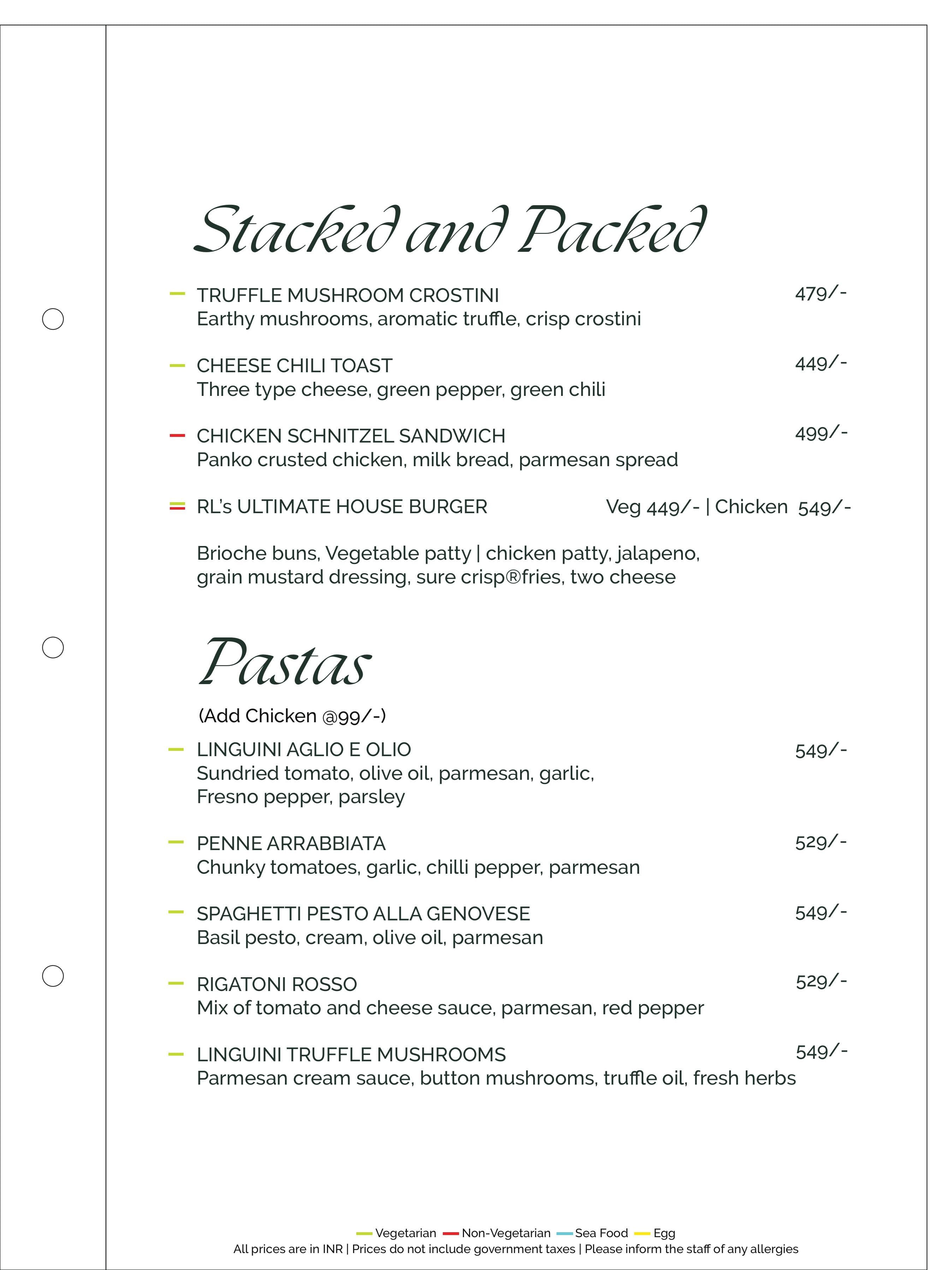 Dining Experience for Two at Romeo Lane Noida Extension, Noida — Food menu