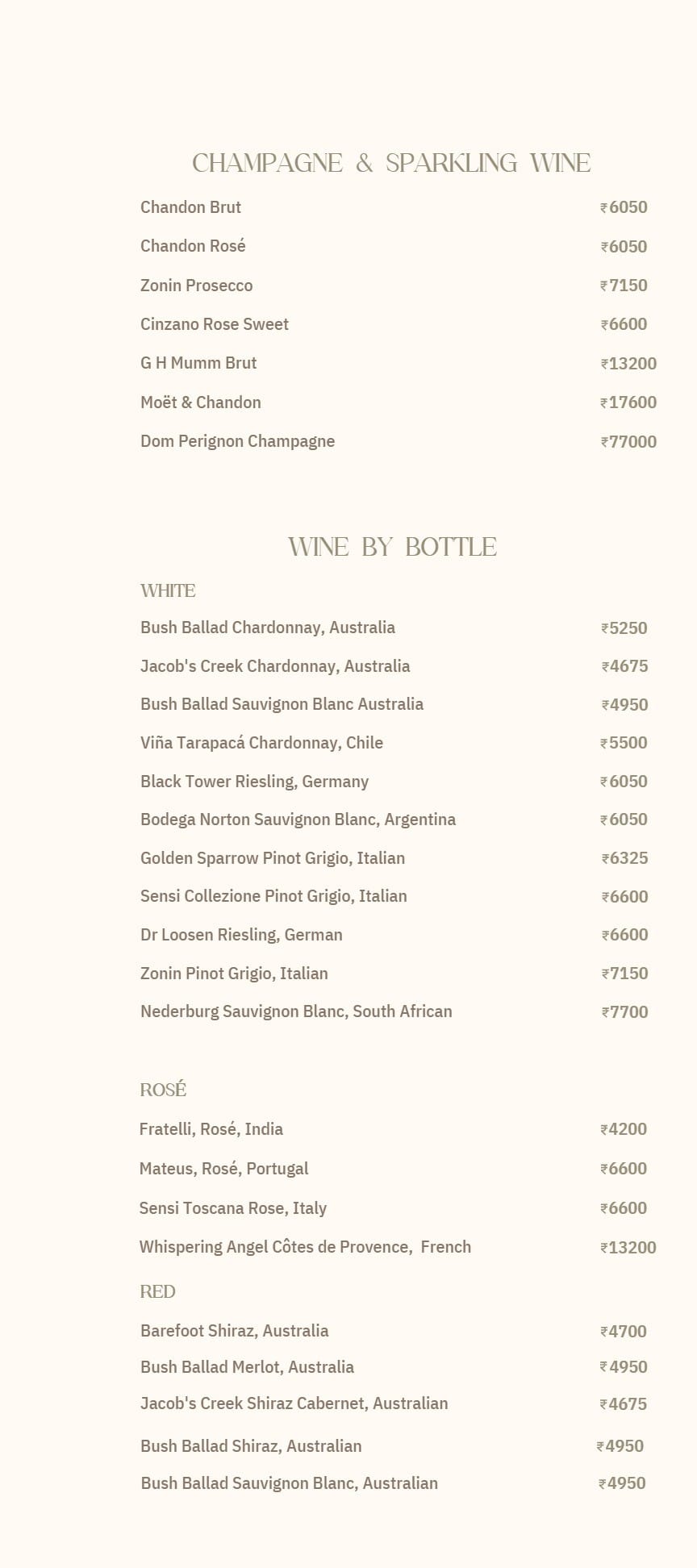 Dining Experience for Two at Skyye, Central Bengaluru — Beverages menu