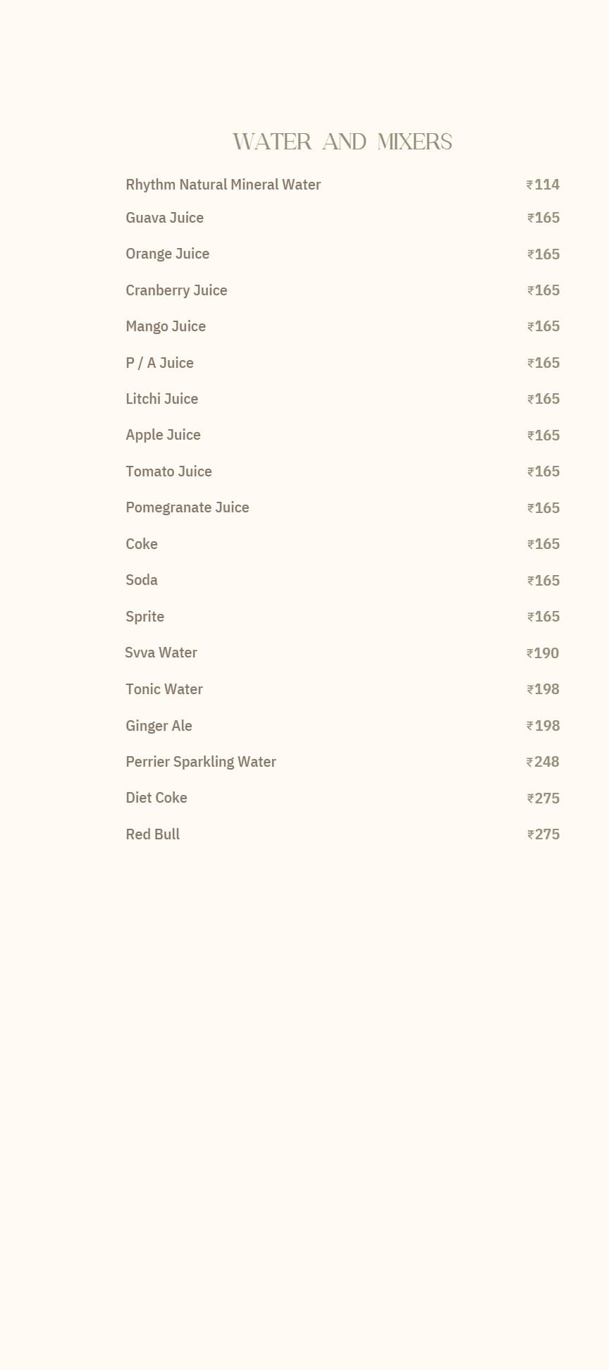 Dining Experience for Two at Skyye, Central Bengaluru — Beverages menu