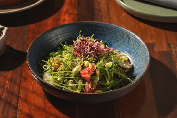snow pea and edamame salad, Ode, Worli